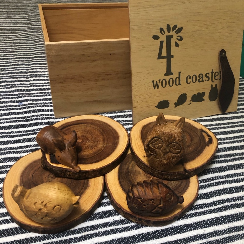 Anthropologie wood drink coasters
